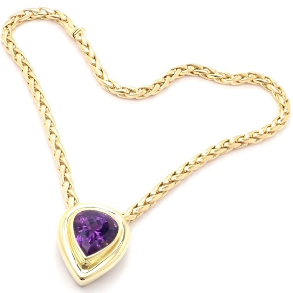 Authentic! Tiffany & Co Paloma Picasso 18k Gold Large Amethyst Pendant Necklace - Picture 3 of 10